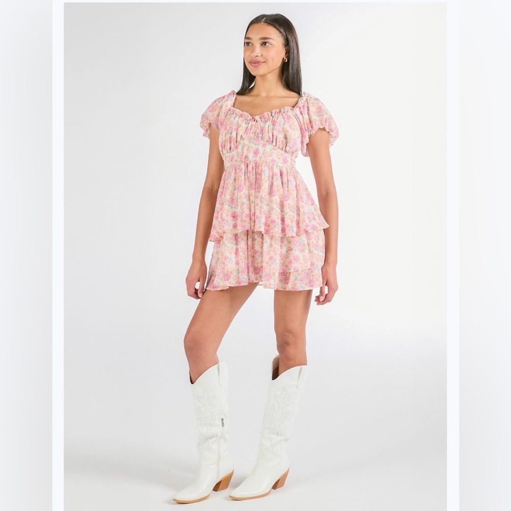 Simply Southern | Pink Floral Mini Dress | Size L - Picture 1 of 10